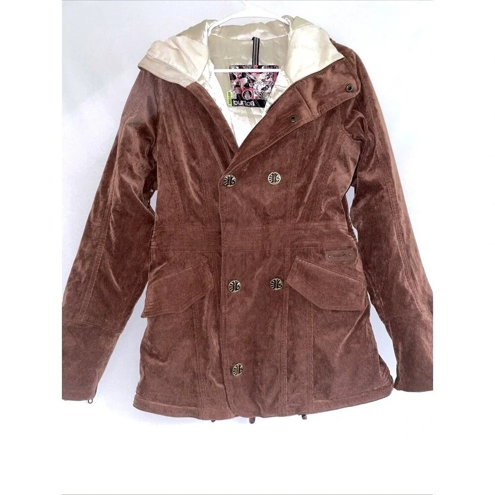 Burton DRYRIDE Jacket Snowboarding Ski Coat Brown Corduroy Women's Size S - Picture 1 of 14
